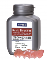 Порошок Vertex Rapid Simplified, цвет №5 розовый с прожилками, 500 г. Пластмасса для изготовления базисов съемных протезов.