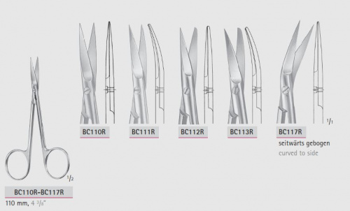 Ножницы препаровальные прямые, остроконечные, 110 мм